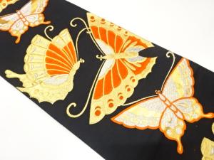 アンティーク　蝶模様織り出し袋帯（着用可）